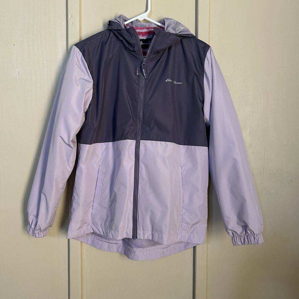 Eddie Bauer Girls Jacket Large Purple Lone Peak Lined Outdoors Waterproof Hood